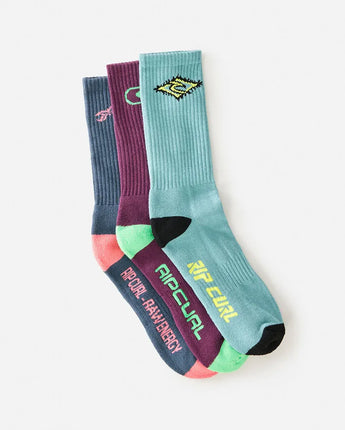 Retro Crew Sock 3 Pack - Pine Night