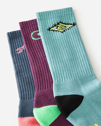 Retro Crew Sock 3 Pack - Pine Night