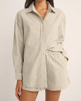 Valley Stripe Oversized Shirt Ivy