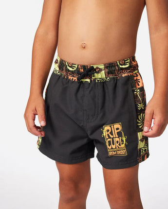 Kev Energy Block Volley Boardshorts -Boy (1-8 years) - Washed Black