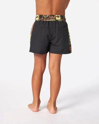 Kev Energy Block Volley Boardshorts -Boy (1-8 years) - Washed Black