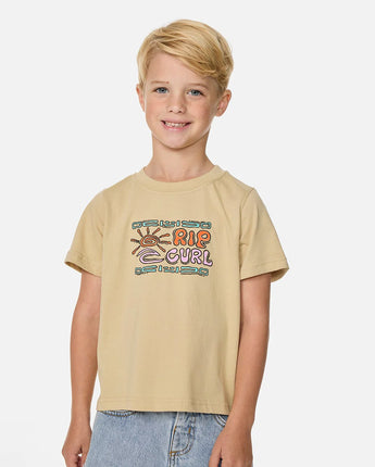 Cosmic Surfing Logo Tee Boy - Khaki Sand