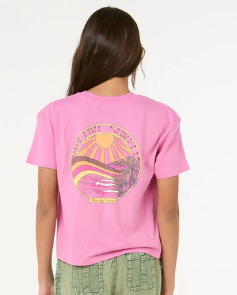 Sun And Sea Crop Tee Girl - Pink