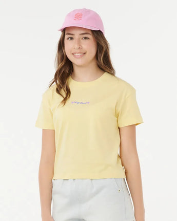 Sunset Skies Crop Tee - Banana