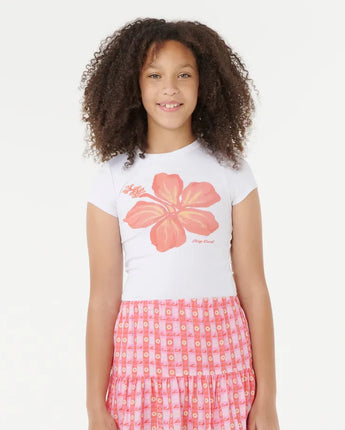 Hibiscus Tee Girl - White