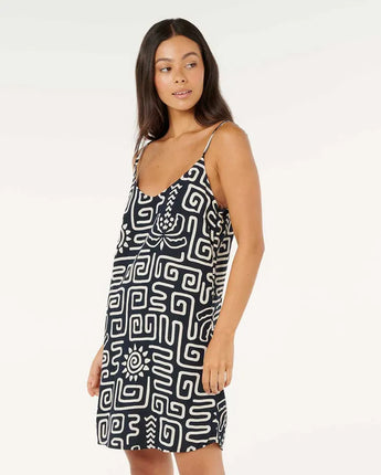 Sunset Luau Mini Dress - Black/ Off White
