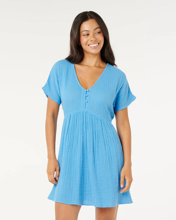 Premium Surf Short Sleeve Dress - Azure Blue
