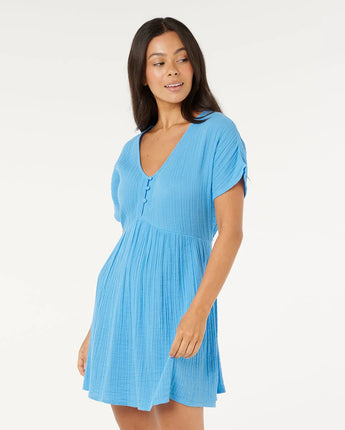 Premium Surf Short Sleeve Dress - Azure Blue