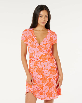 Aloha State Mini Wrap Dress - Red