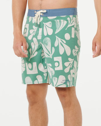 AOTS - Ty Williams Mirage Mural 19" Board Short - Leaf Green