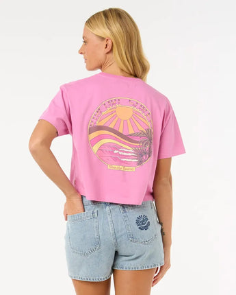 Sun And Sea Crop Tee - Pink