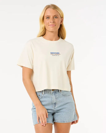 Sun And Sea Crop Tee - Bone