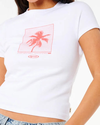 Neon Palm Fitted Tee - White