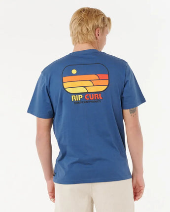 Surf Revival Lined Up Tee - Light Navy
