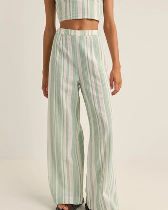 Dinero Stripe Wide Leg Pant - Green