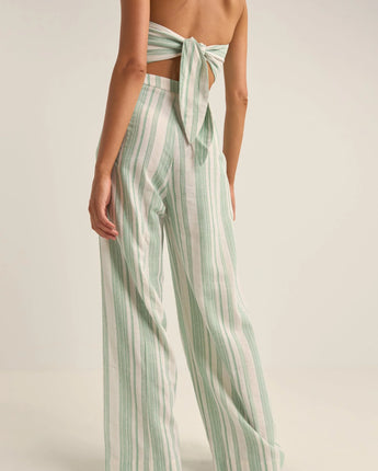 Dinero Stripe Wide Leg Pant - Green