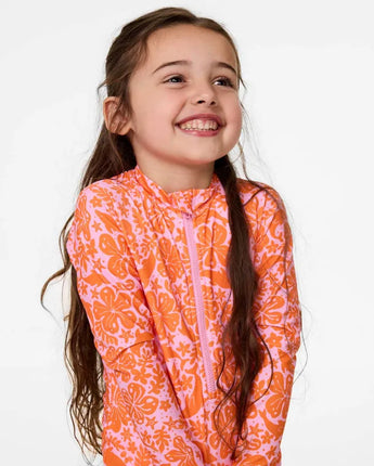 Sun and Swell LS Surf Suit Girl - Mandarin Orange