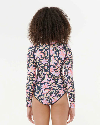 Sunset Skies Long Sleeve Surf Suit Girl - Navy