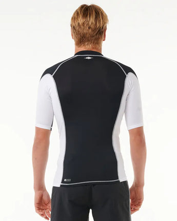 Fade Out UPF Perf Short Sleeve Rash Vest - Black/White