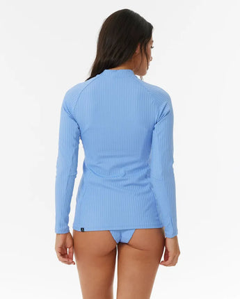 Premium Surf Zip Thru Long Sleeve UV Rashie - Mid Blue