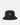 Photo 5, straight-on front view: Rip Curl Boys' Stapler Wide Brim Hat in Black, front view showing embroidered badge and wide stitched brim