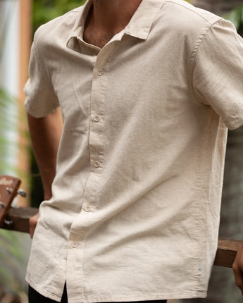 Classic Linen Ss Shirt - Sand