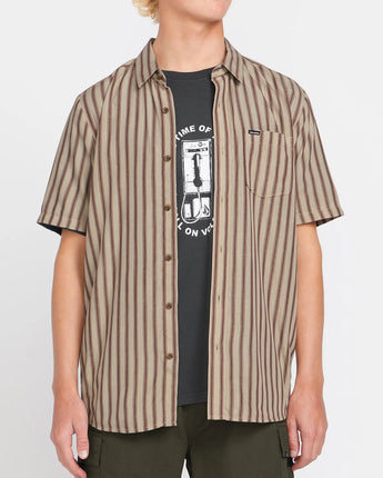 Arvostripe Woven Short Sleeve Shirt - Light Khaki