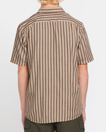 Arvostripe Woven Short Sleeve Shirt - Light Khaki