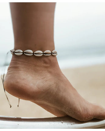 Cowrie Shell Anklet -Black Cord