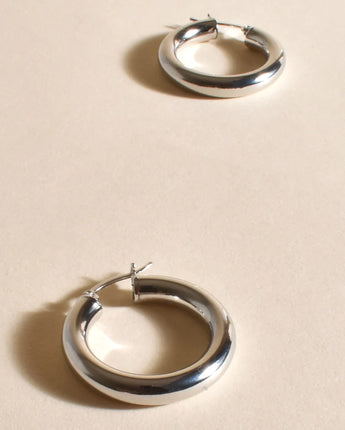 Adorne Small Chunky Hoops - Silver