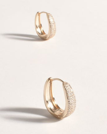 Adorne Lane Curved Diamante Hoops - Gold