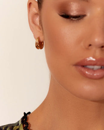 Adorne Chubby Metal Hoops - Gold