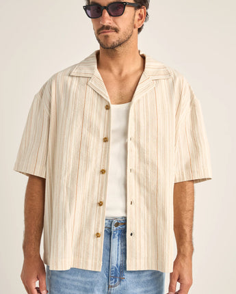 Benny Relaxed Striped Short Sleeve Shirt - Cream