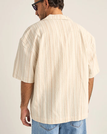 Benny Relaxed Striped Short Sleeve Shirt - Cream