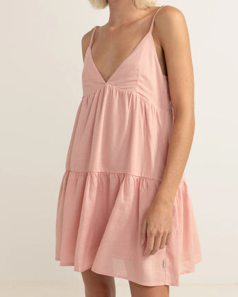 Classic Tiered Mini Dress Rose