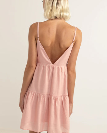 Classic Tiered Mini Dress Rose