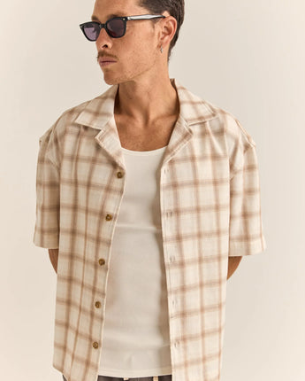 Relaxed Check SS Shirt - Natural