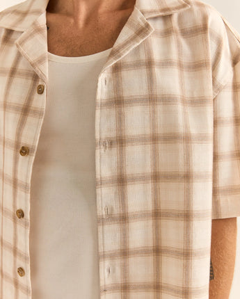 Relaxed Check SS Shirt - Natural