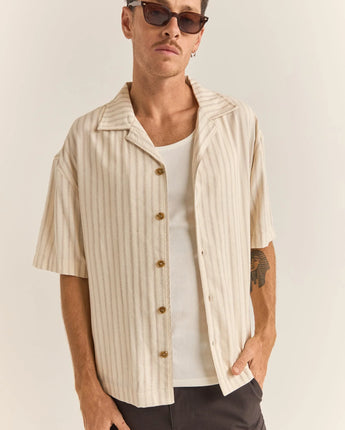 Relaxed Stripe Ss Shirt - Natural