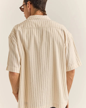 Relaxed Stripe Ss Shirt - Natural