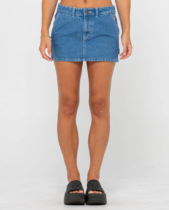 Billie Low Rise Denim Mini Skirt - Middy Blue