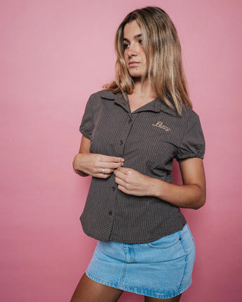 Missy May Check Shirt - Java Plaid