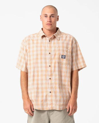 Worldwide Curved Hem Short Sleeve Shirt - Tobacco