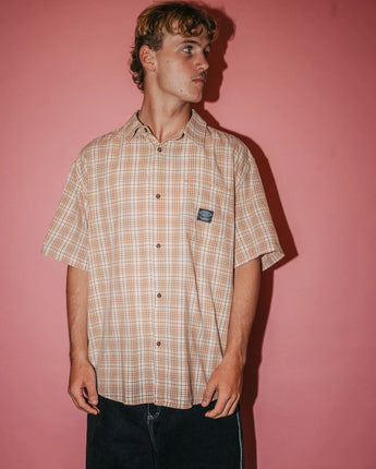 Worldwide Curved Hem Short Sleeve Shirt - Tobacco