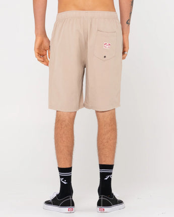 Overtone Linen Elastic Waist Short - Light Khaki