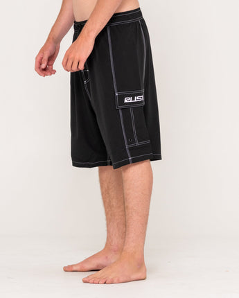 Pick Pocket Elastic Waist Board Short - Black