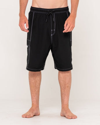 Pick Pocket Elastic Waist Board Short - Black