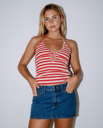 Risque Low Rise Denim Micro Skirt