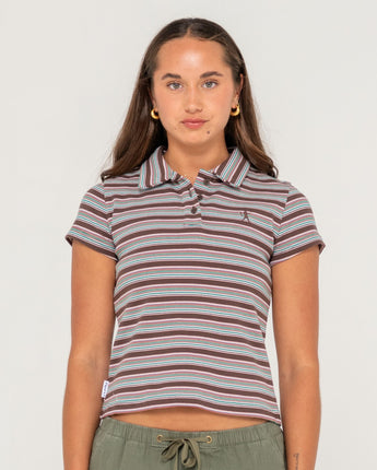 Blazed Stripe Polo Baby Tee - Multi