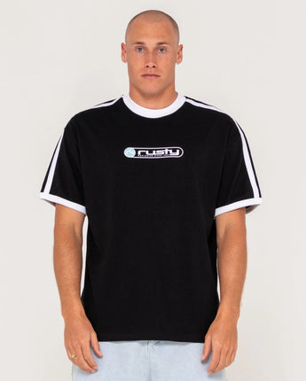 Poppa Short Sleeve Ringer Tee - Black